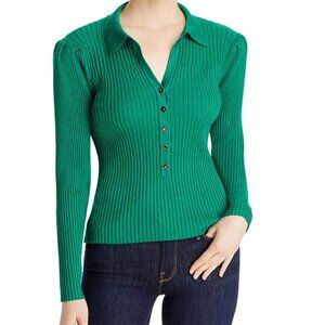 NWT Karl Lagerfeld Ribbed Polo Sweater L Emerald Forest Green Holiday Gift